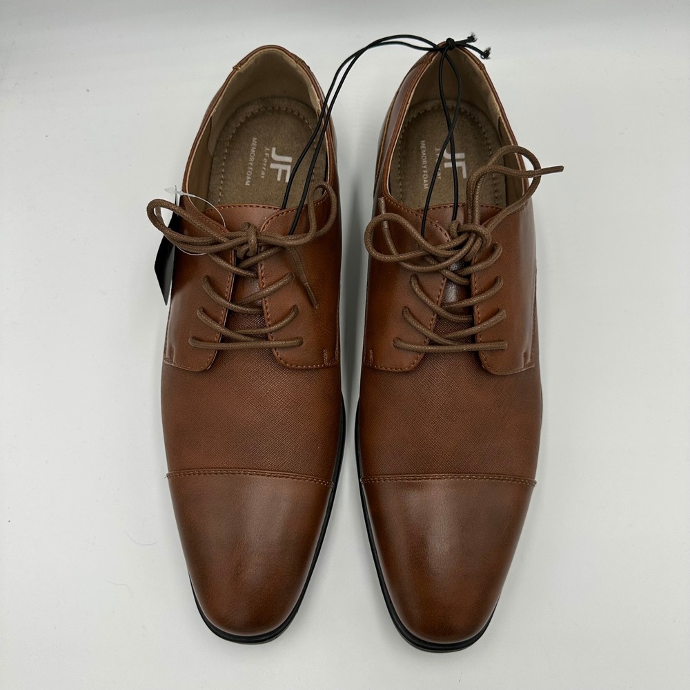 NIB J. Ferrar Brody Cognac Faux Leather Cap Toe Oxford Dress Shoes Mens Size 11 - Picture 6 of 12